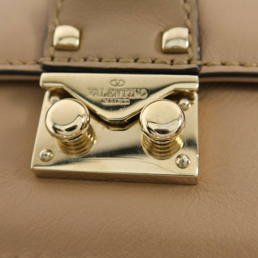 Valentino 牛皮皮革Rockstud Glam Lock Flap Bag鏈帶肩背袋-9