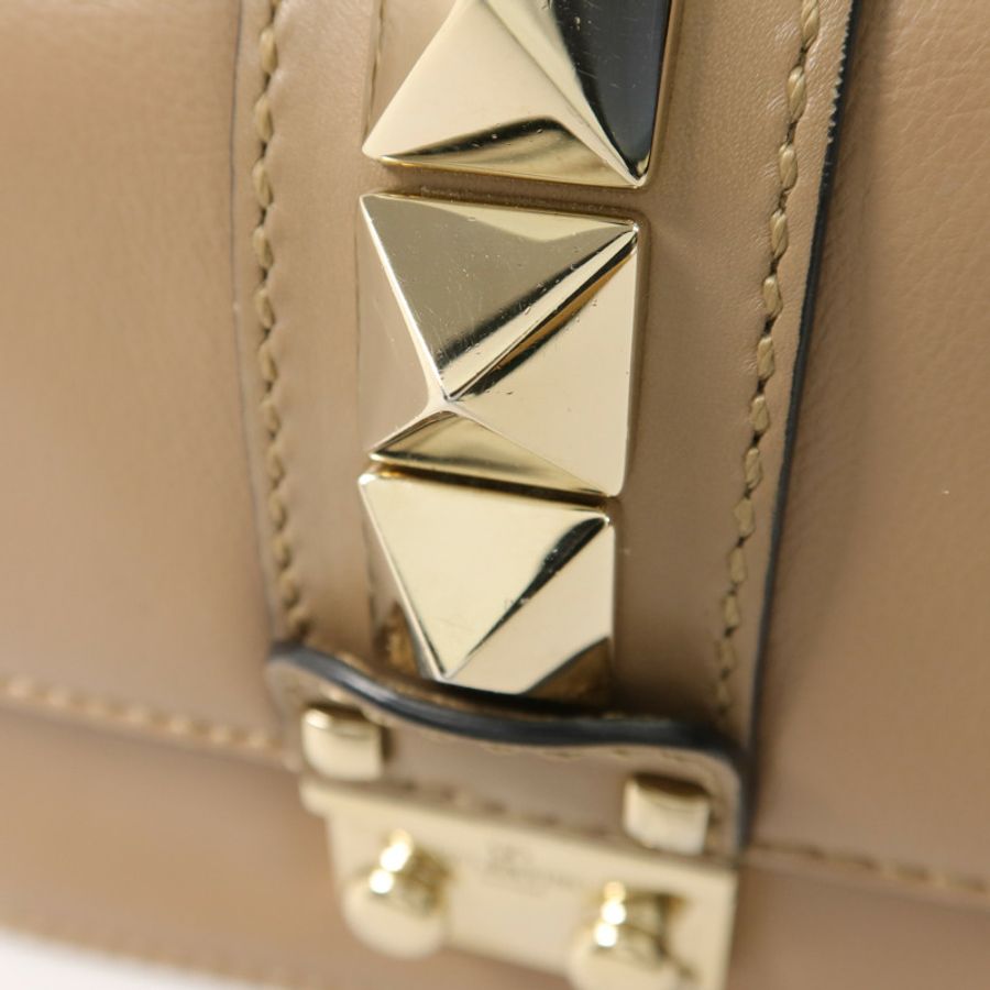 Valentino 牛皮皮革Rockstud Glam Lock Flap Bag鏈帶肩背袋-10