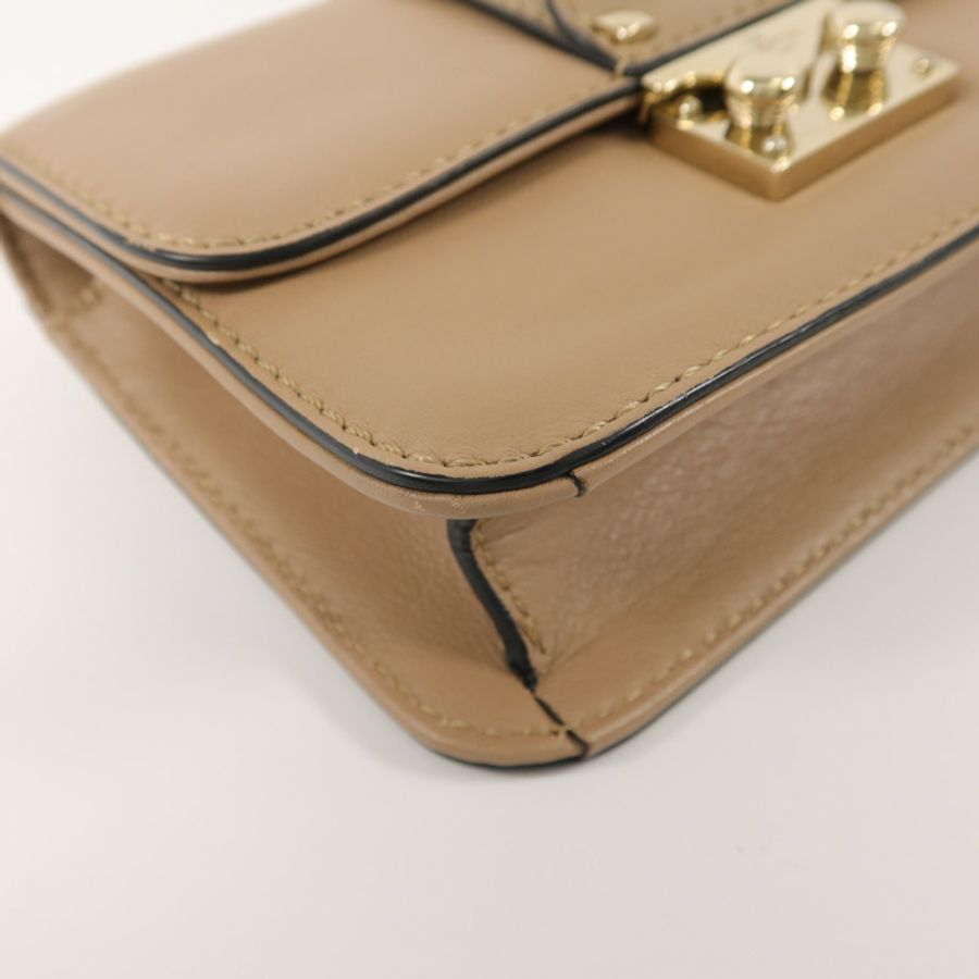 Valentino 牛皮皮革Rockstud Glam Lock Flap Bag鏈帶肩背袋-14