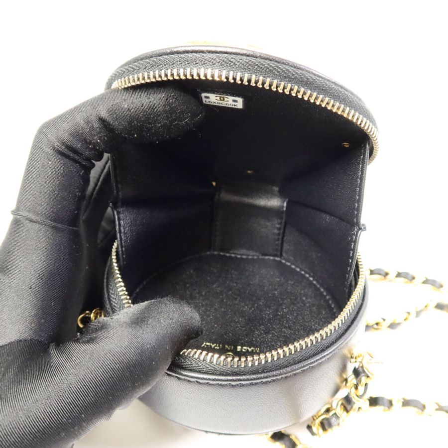 CHANEL 羊皮皮革Gold Camellia Bag鏈帶肩背袋-4