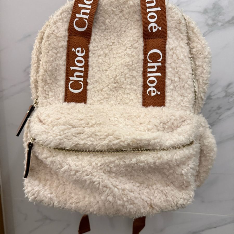 🌸 二手精品 特價🉐 CHLOE 毛茸茸泰迪後背包-0