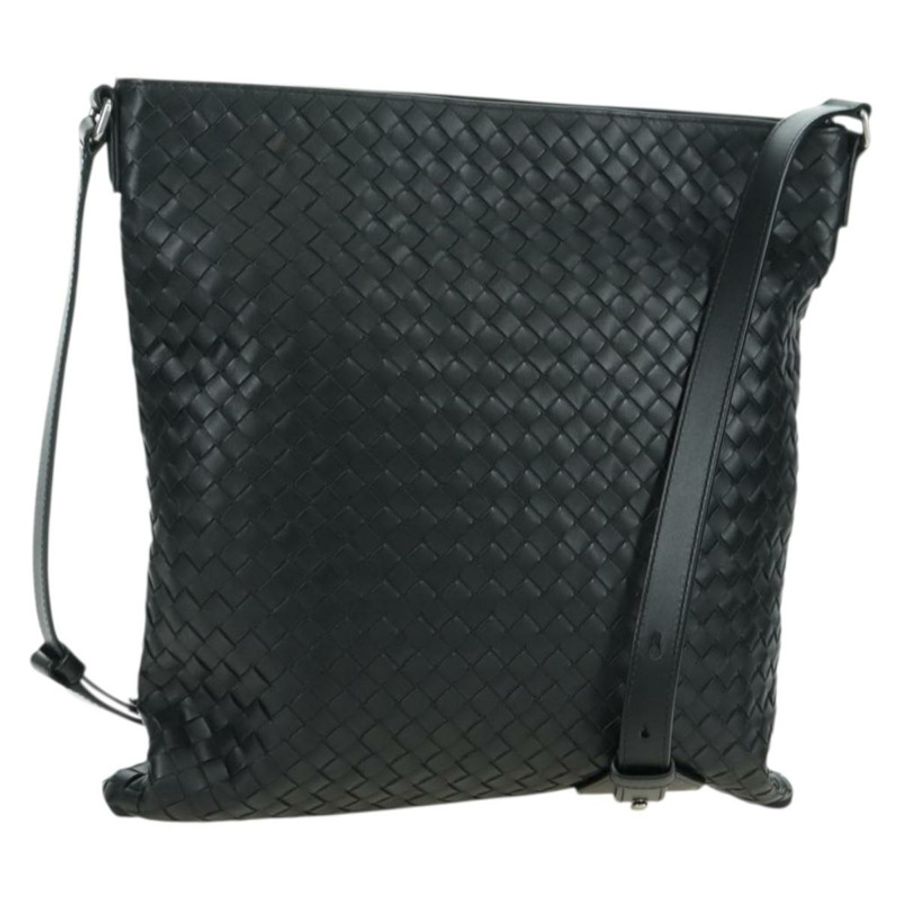 【日本直送】BOTTEGA VENETA INTRECCIATO 皮革肩背包 黑色 銀色 正品 am11497SAV-0