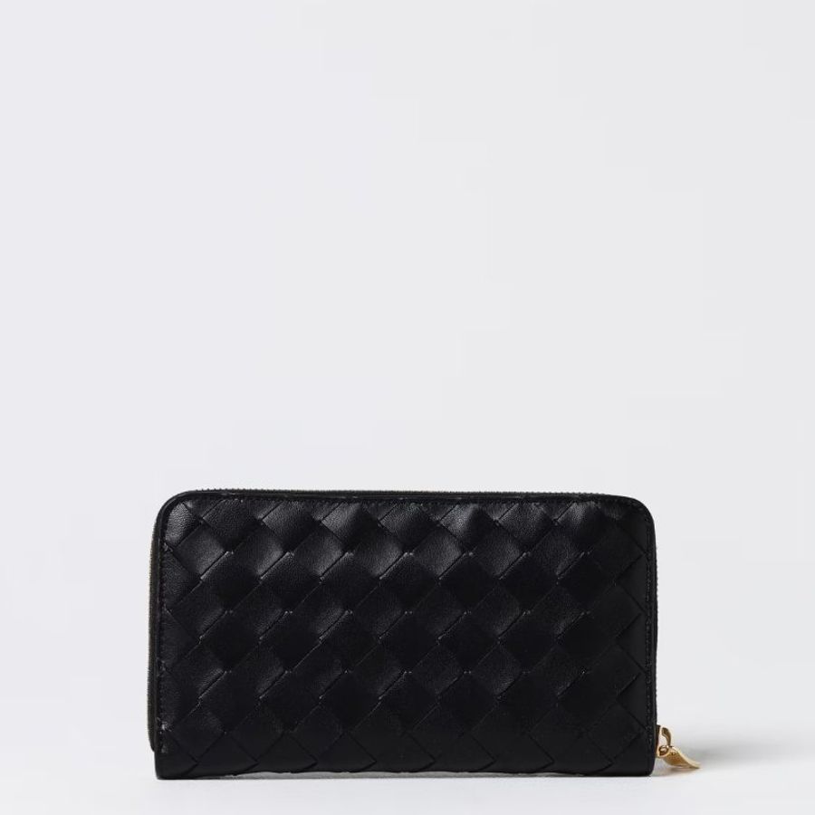 BOTTEGA VENETA BV 經典編織拉鍊長夾黑色-1
