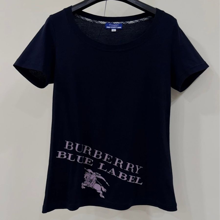 BURBERRY 藍標 黑色大戰馬字母上衣-2