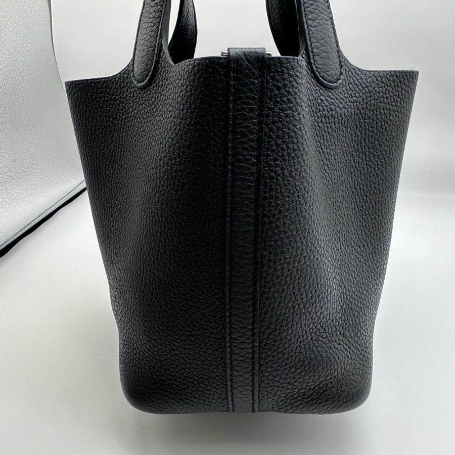 HERMES PICOTIN18菜籃子黑銀-1