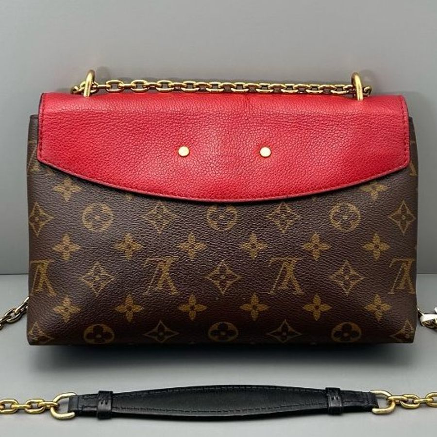 芯片款 路易威登/Louis Vuitton Saint鏈條包 老花拼紅-1