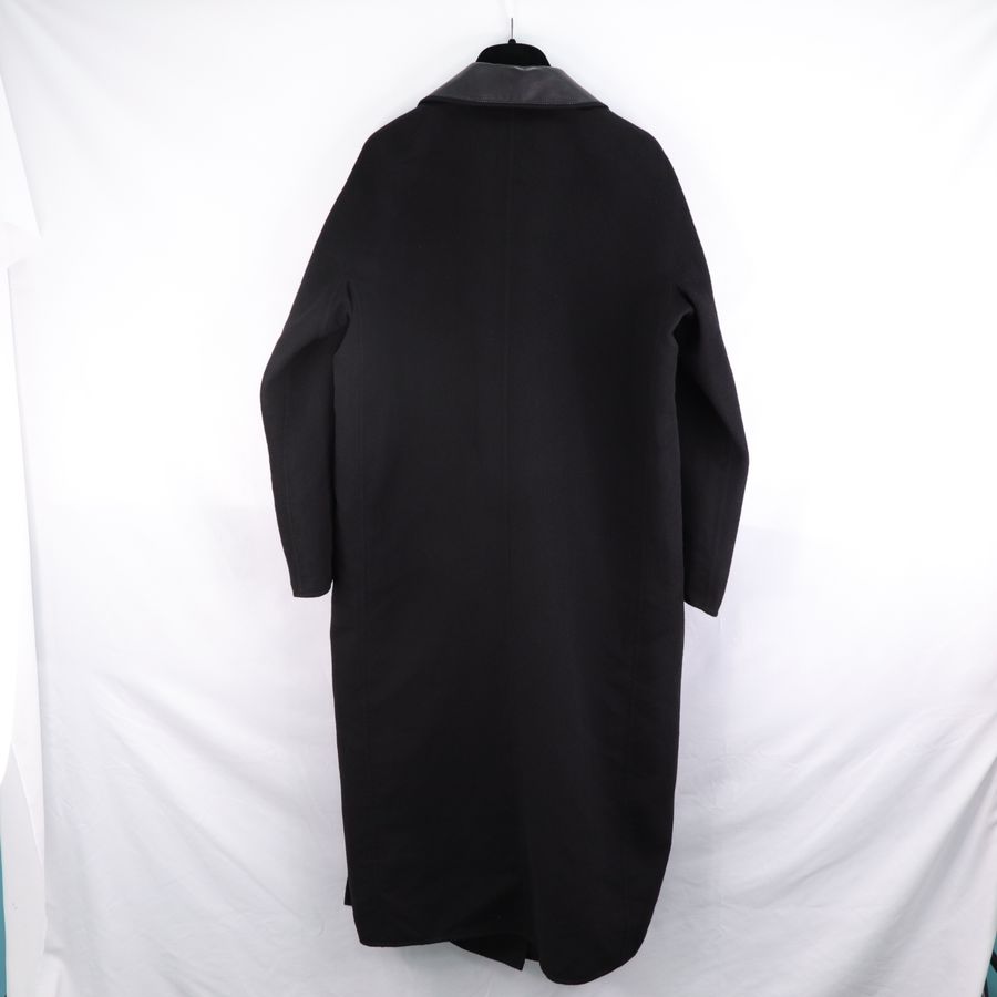 Hermès 愛馬仕 黑色 皮革拼接 大衣-4