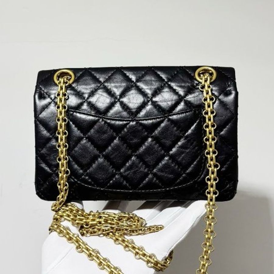 近新品 香奈兒/Chanel 黑金2.55大mini 芯片款-6