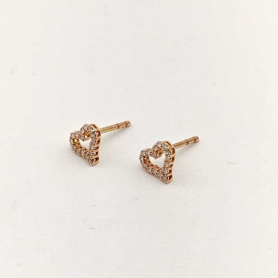 TIFFANY&CO 18K玫瑰金鑽石Tiffany18k滿鑽愛心耳釘-2