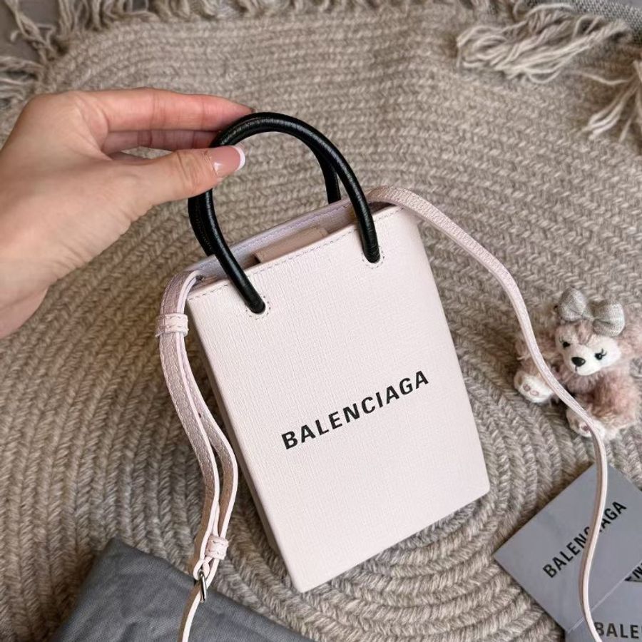 Balenciaga shopping 購物袋 淡粉色 牛皮 mini 12 *18*4.5cm 98新配件塵袋-1