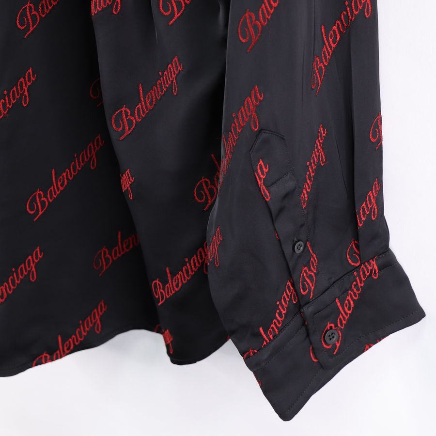 Balenciaga 巴黎世家 黑紅色 刺繡LOGO 睡衣套裝-5