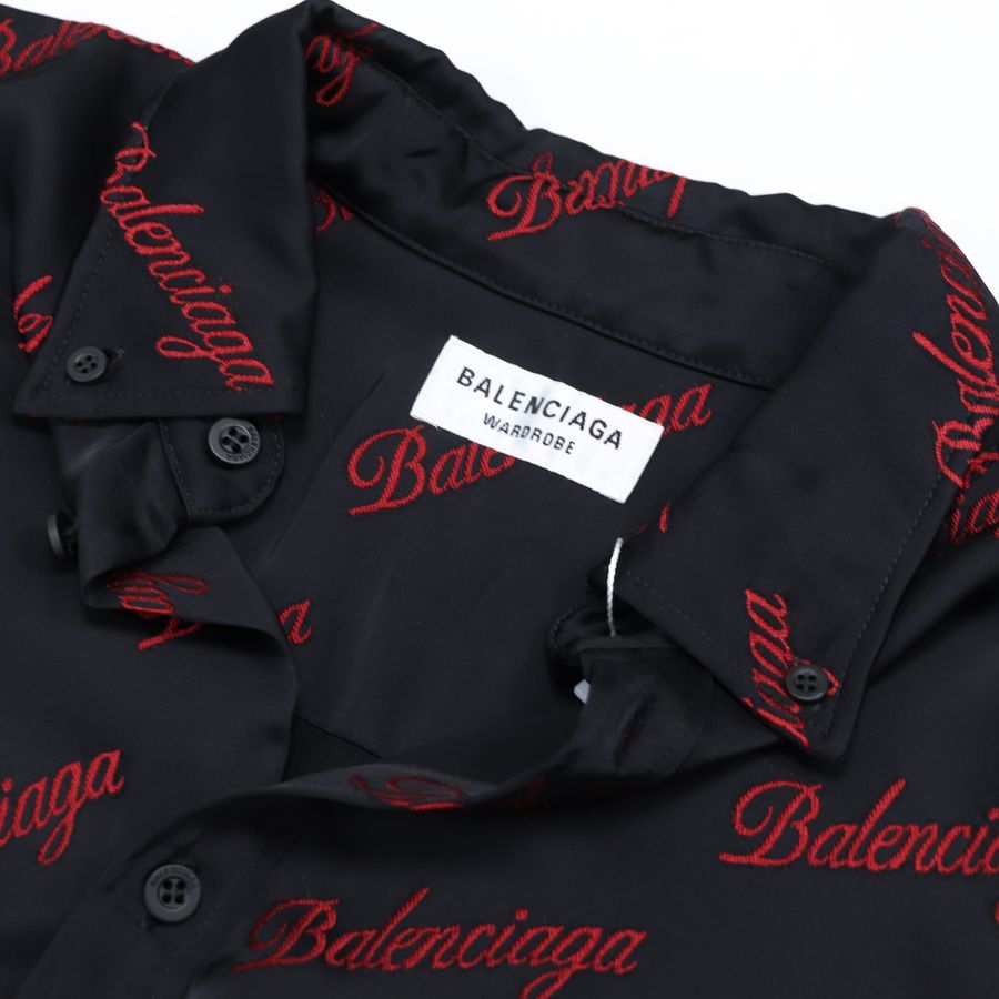 Balenciaga 巴黎世家 黑紅色 刺繡LOGO 睡衣套裝-11