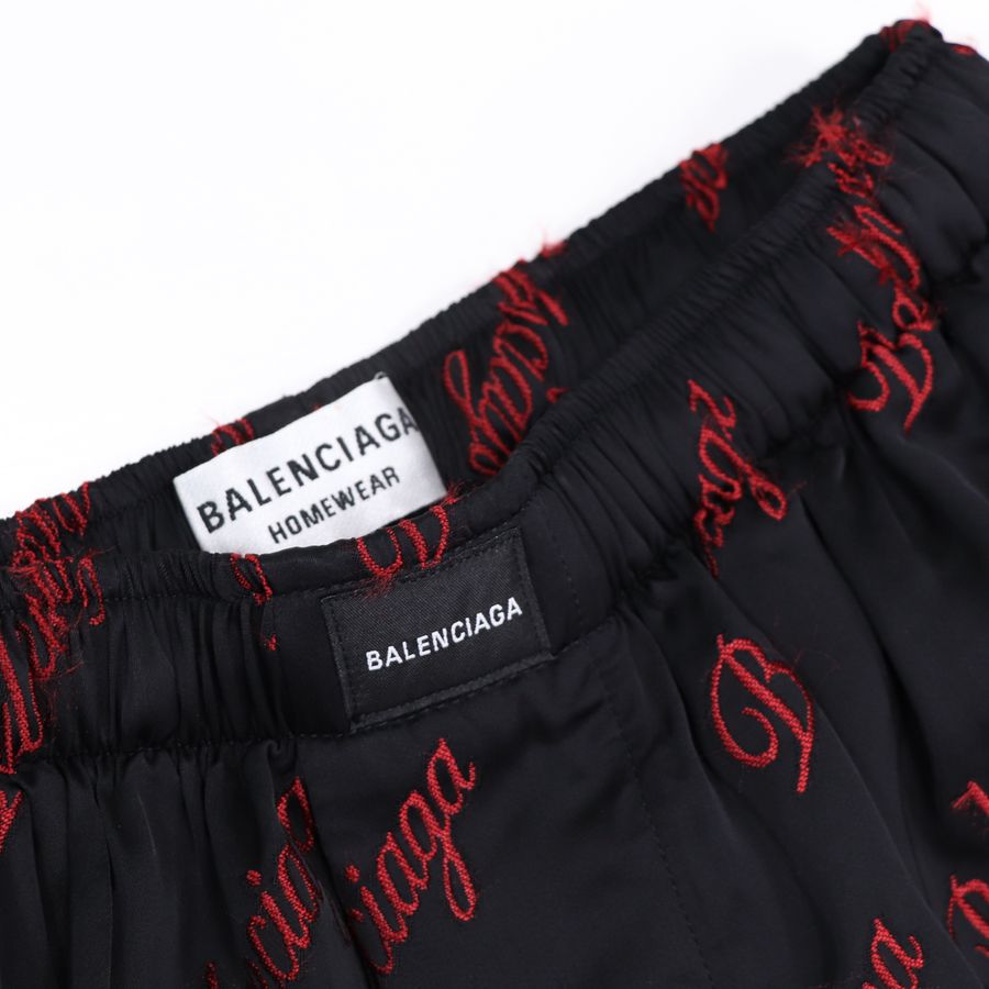 Balenciaga 巴黎世家 黑紅色 刺繡LOGO 睡衣套裝-12