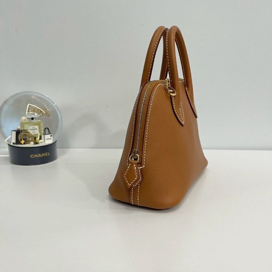 Hermes Mini bolide 金棕金 99新閒置商品 膠膜未撕 底釘膠膜在 包身超美-7