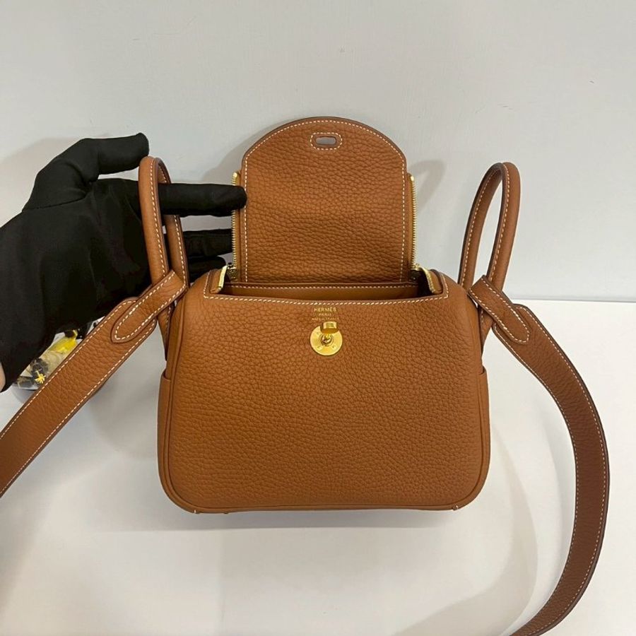 Hermes Mini Lindy 金棕U刻 99新-15