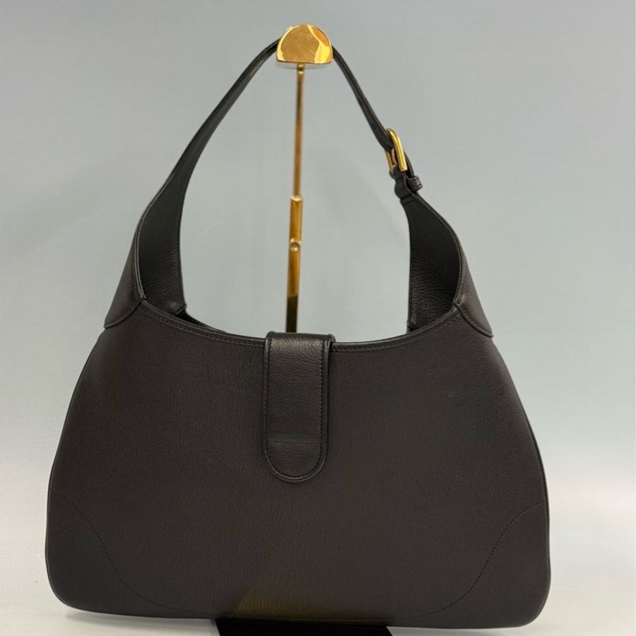【99新】GUCCI/古馳 新款Aphrodite系列黑色全皮新月包腋下hobo包 中号-1