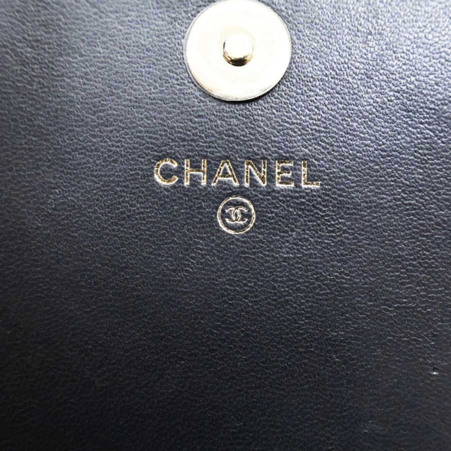 黑色 羊皮 鏈帶肩背包 金釦【CHANEL 香奈兒】 AP2533-5