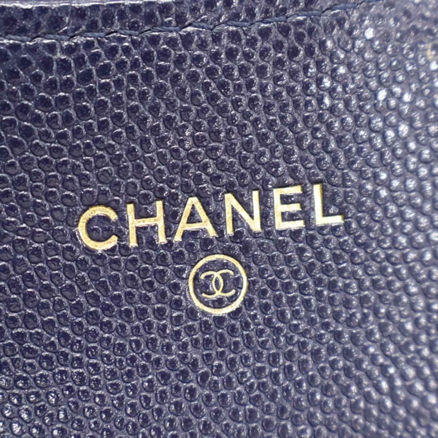 藍色牛皮 Classic Long Flap 扣式 長夾 AP0241【CHANEL 香奈兒】 AP0241-6