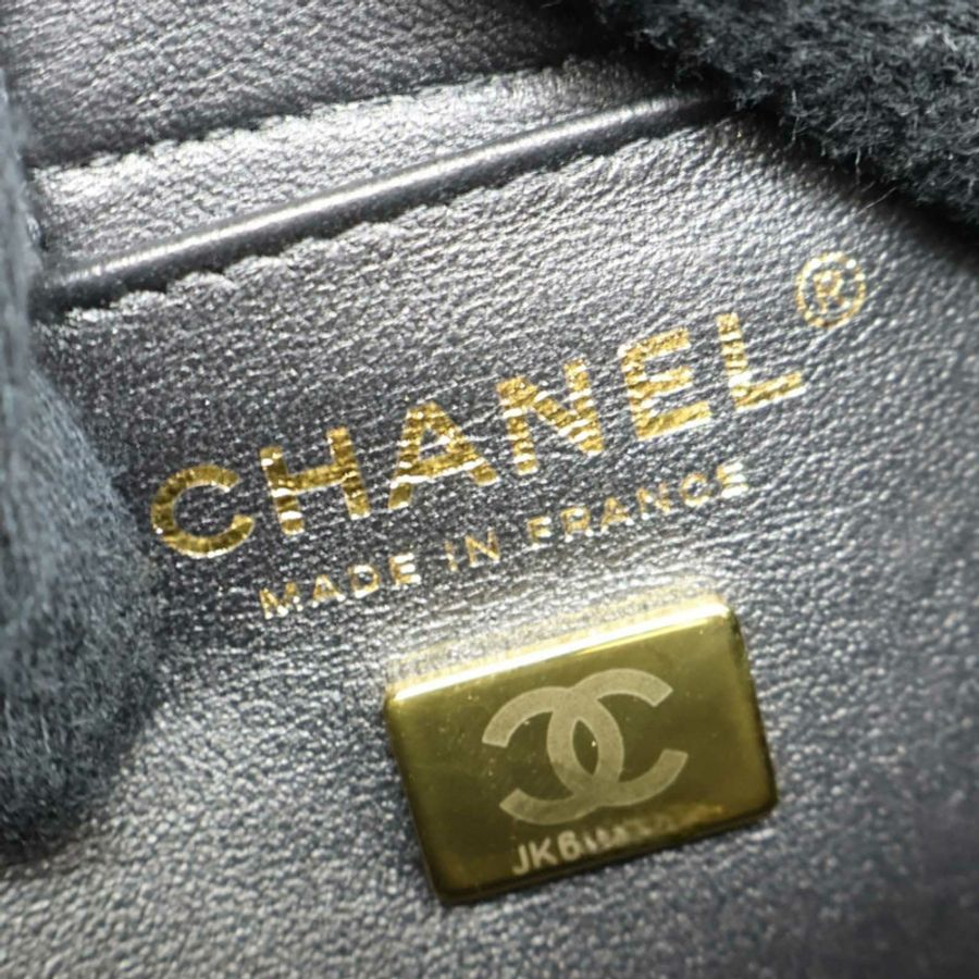 黑色 荔枝紋 牛皮 Mini Bucket 鍊帶 肩背包【CHANEL 香奈兒】 AS3176-4