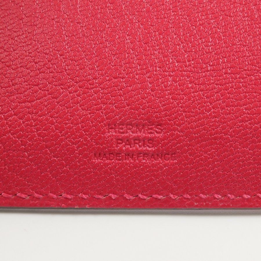HERMES Chamkila皮革Tarmac Passport Holder護照套Rose Extreme-9