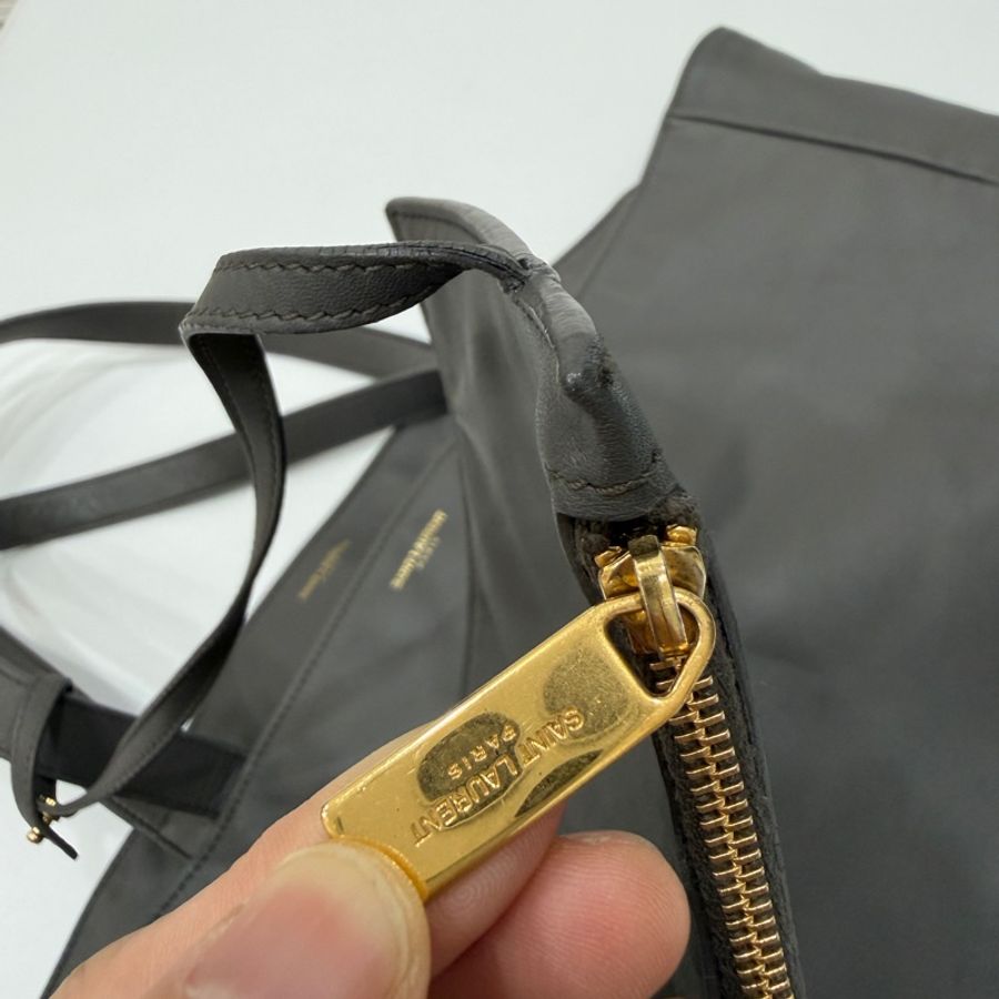 YSL Yves Saint Laurent 聖羅蘭 灰色 子母包 購物袋 托特包 購物包 登機袋 肩背包 側背包-22