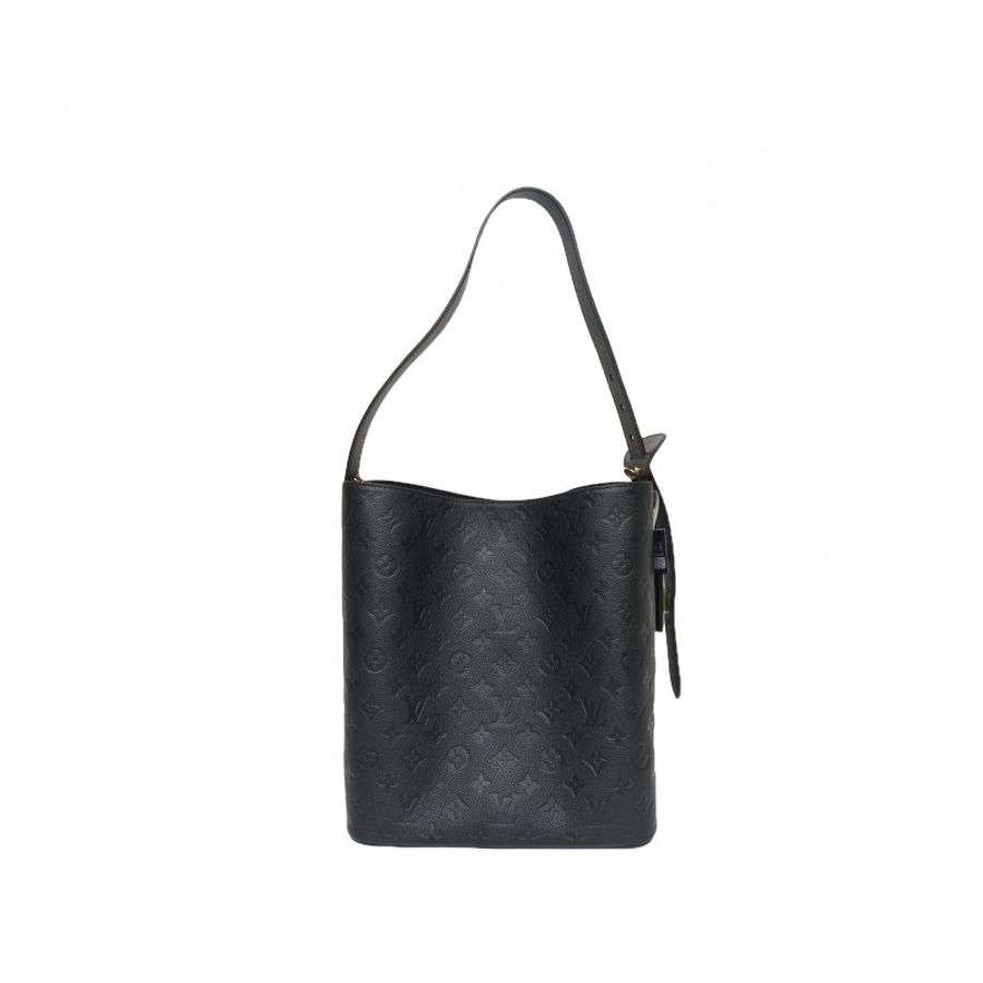 LOUIS VUITTON ALLIN大號手袋黑色牛皮金扣老花晶片肩背包-2
