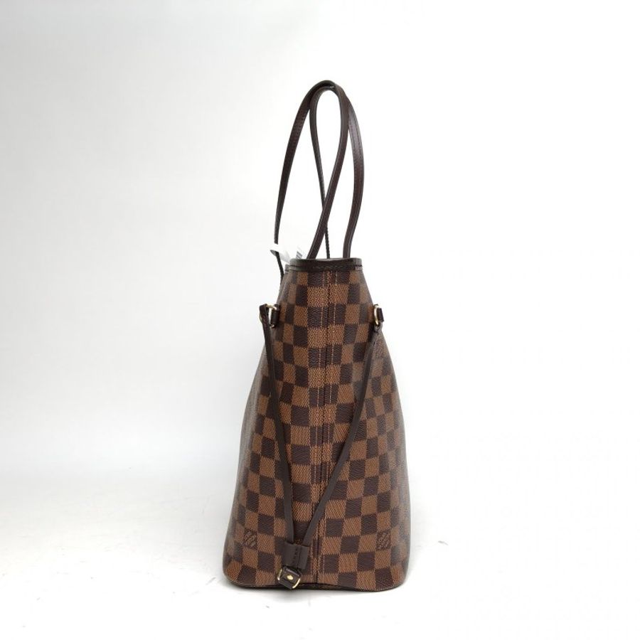 LOUIS VUITTON Neverfull中號31棕色棋盤格PVC金扣晶片肩背包-3