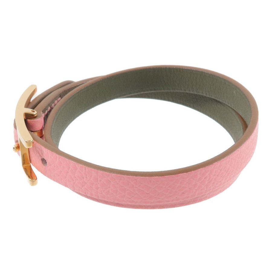 HERMES Epsom皮革Behapi Double Tour Bracelet手帶Rose Lipstick-1