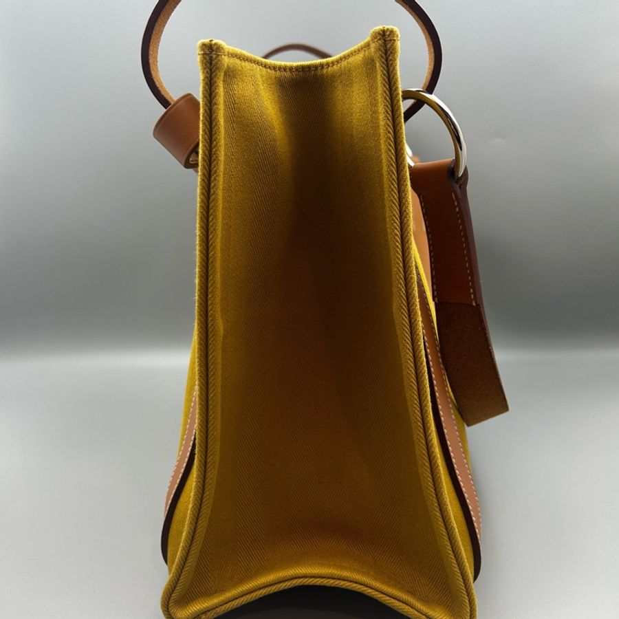 Hermes愛馬仕黃色帆布托特包框Q 無配件 單品-4