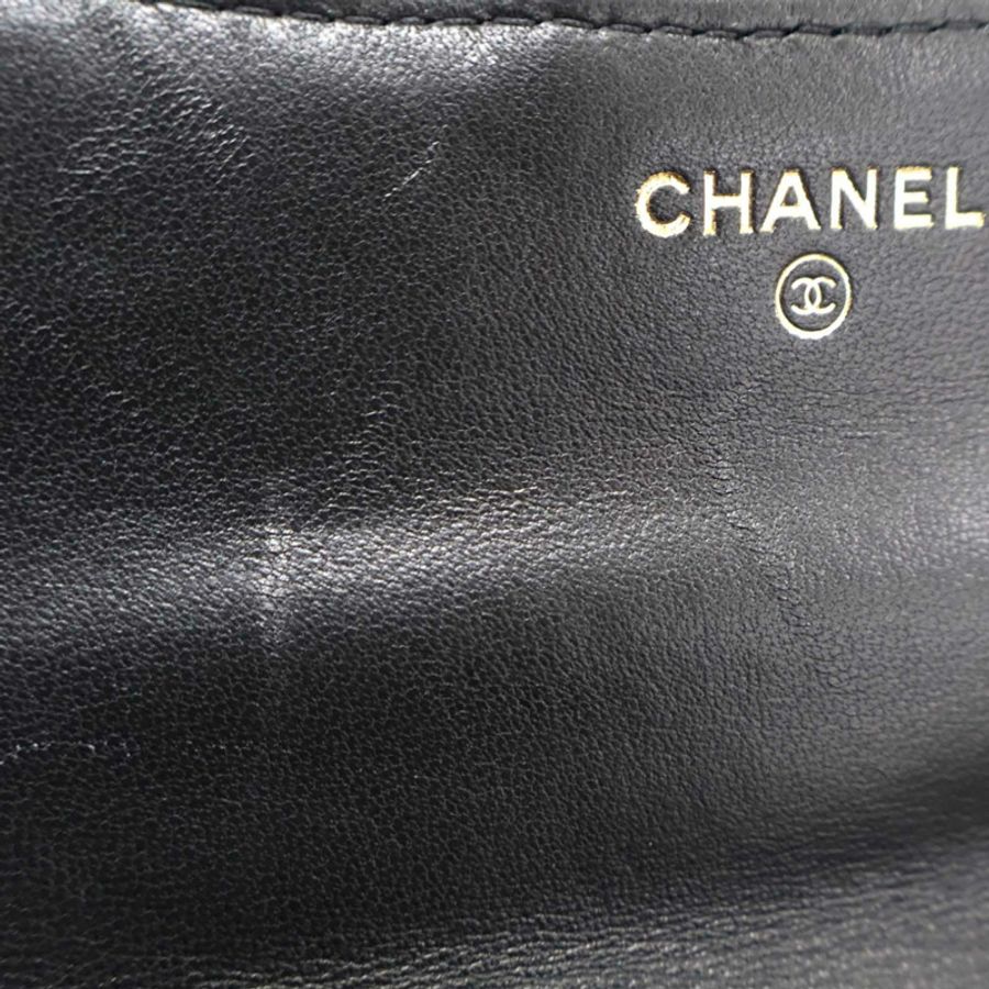 黑色 菱格紋 羊皮 Charm Flap Phone Holder 鍊帶 肩背包【CHANEL 香奈兒】 AP2096-12