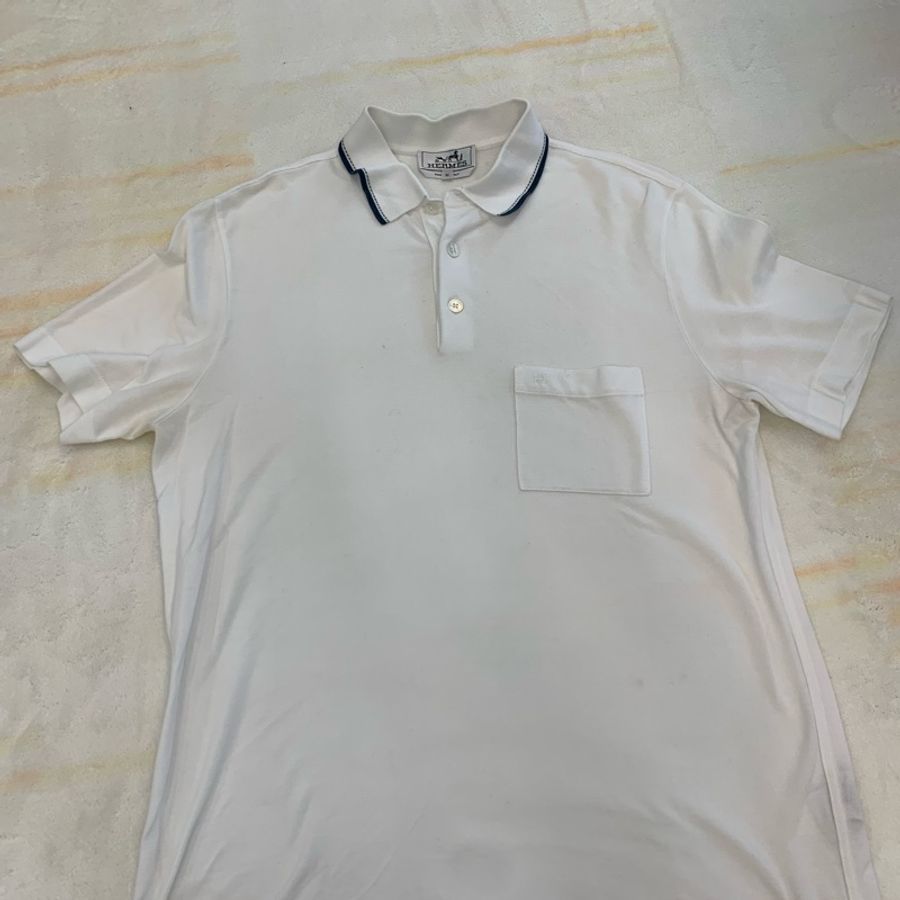 HERMES男款白色短袖Polo衫,m碼,9成新-6