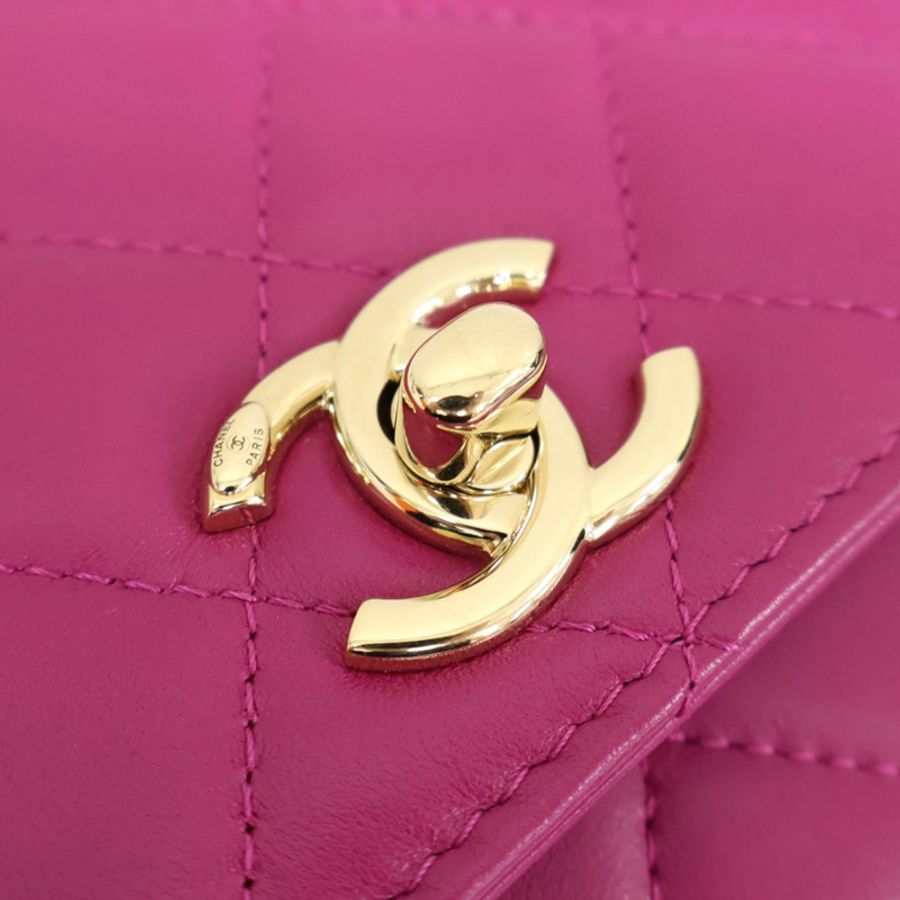 粉色 菱格紋 羊皮 WOC Trendy CC 鍊帶 肩背包【CHANEL 香奈兒】 AP1762-11