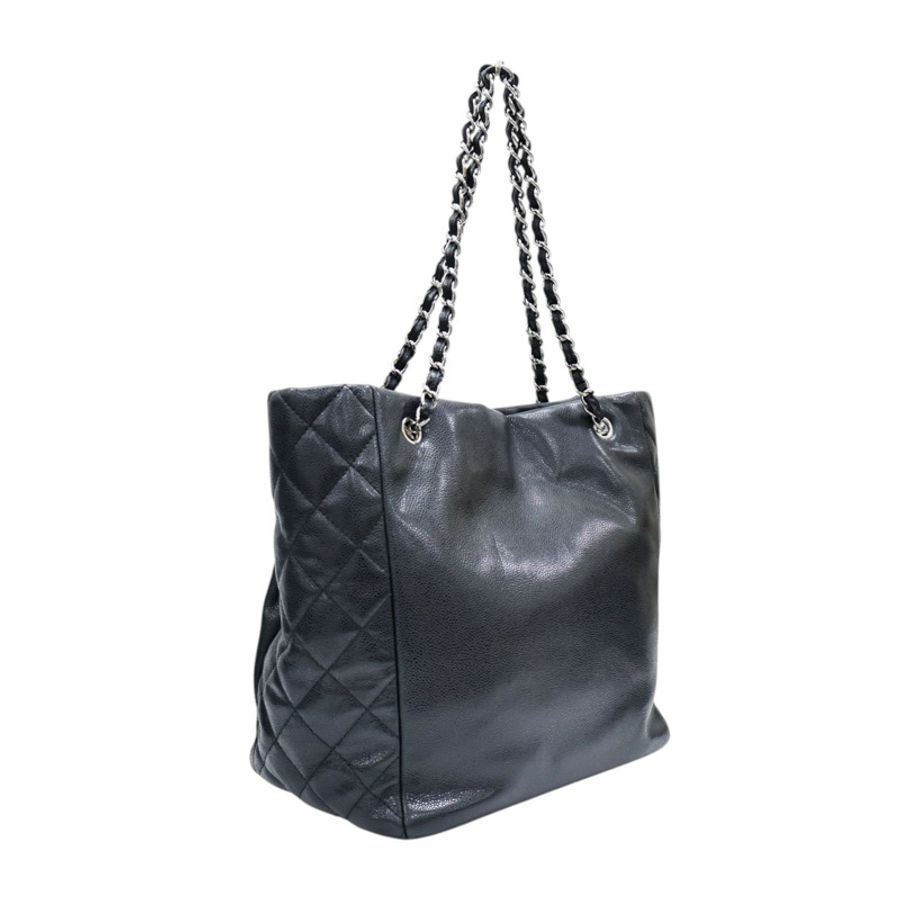 黑色 荔枝紋 牛皮 CC Shopping 托特包 肩背包【CHANEL 香奈兒】-1