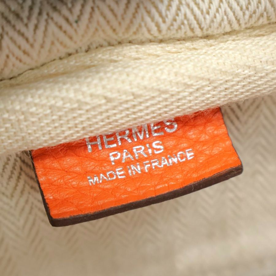 愛馬仕橘 Clemence牛皮 Victoria 35 手提包 口R刻 銀扣【HERMES 愛馬仕】-4