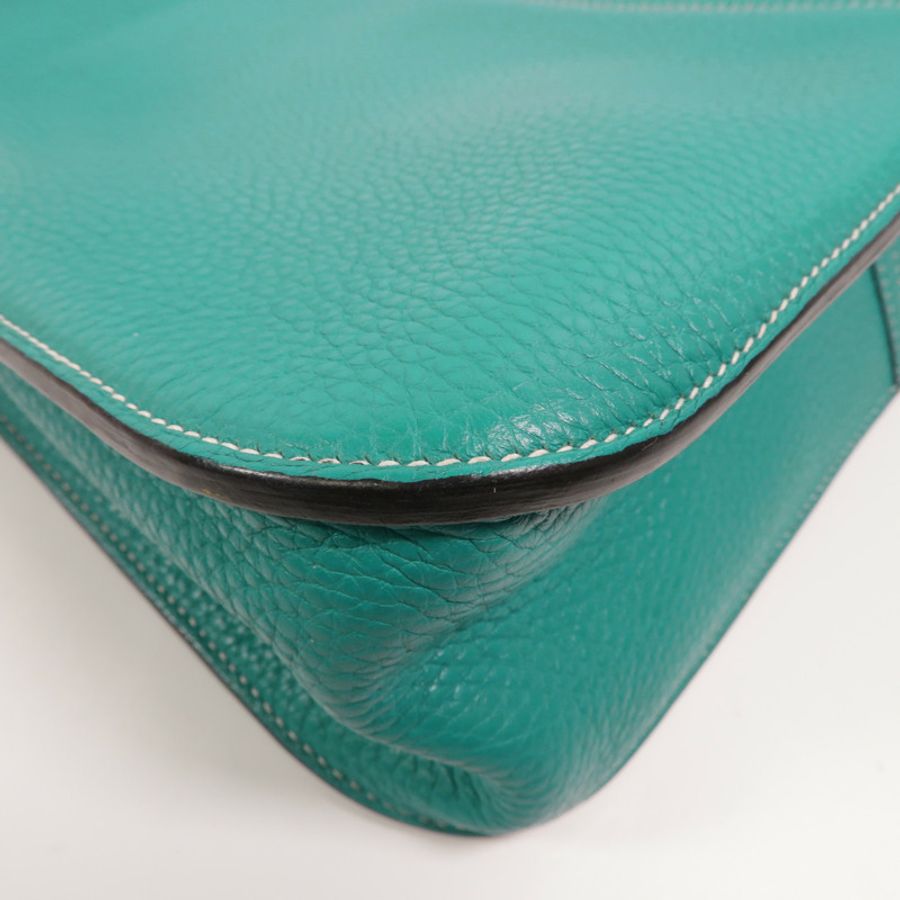 HERMES Clemence皮革Halzan 31手挽肩背兩用袋Bleu Paon-13