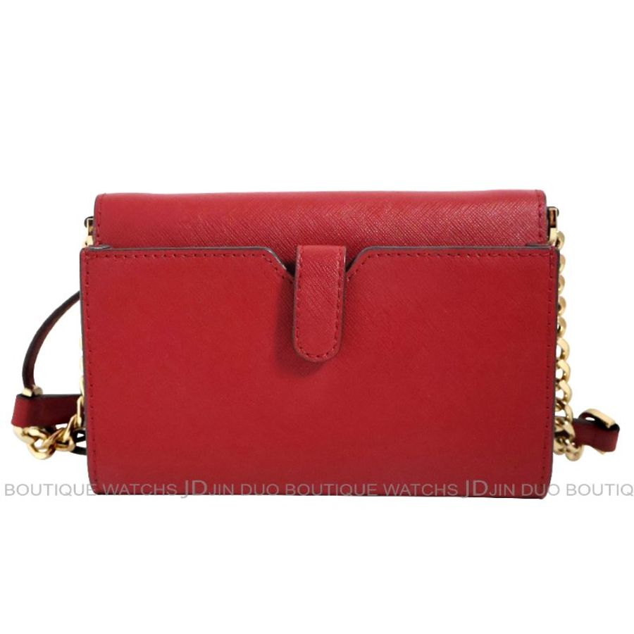 金鐸精品~2526 MICHAEL KORS MK JET SET紅色防刮十字皮革紋WOC側肩背包-1