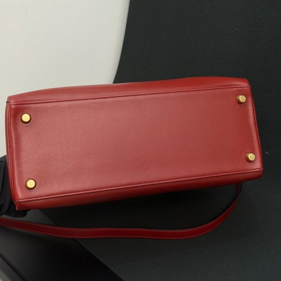 愛馬仕Hermes Kelly28 紅box皮 手提包-5