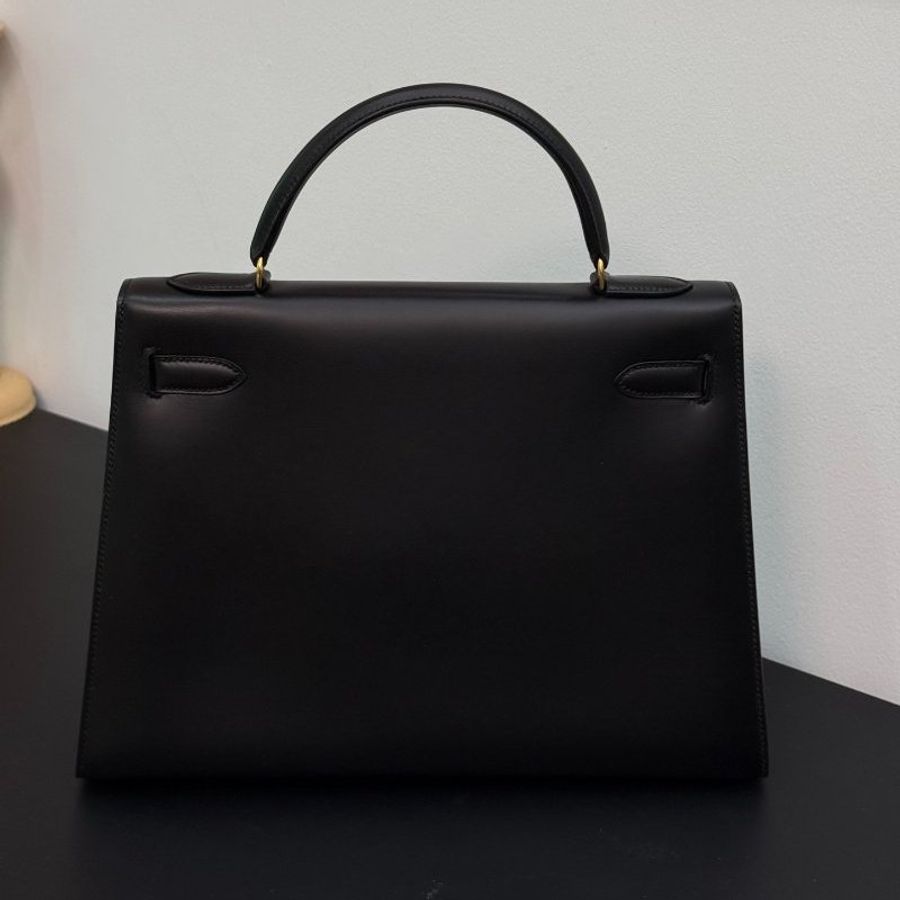 愛馬仕Hermes Kelly32 黑金box皮 手提包-1