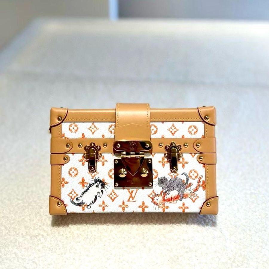 LV LOUIS VUITTON貓狗限定白色硬盒子肩背包,晶片款-0