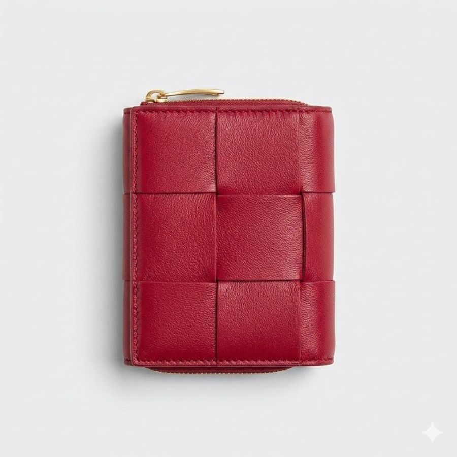【BOTTEGA VENETA 寶緹嘉】專櫃經典款 大編織Nappa牛皮釦式短夾(752053-紅色)-3