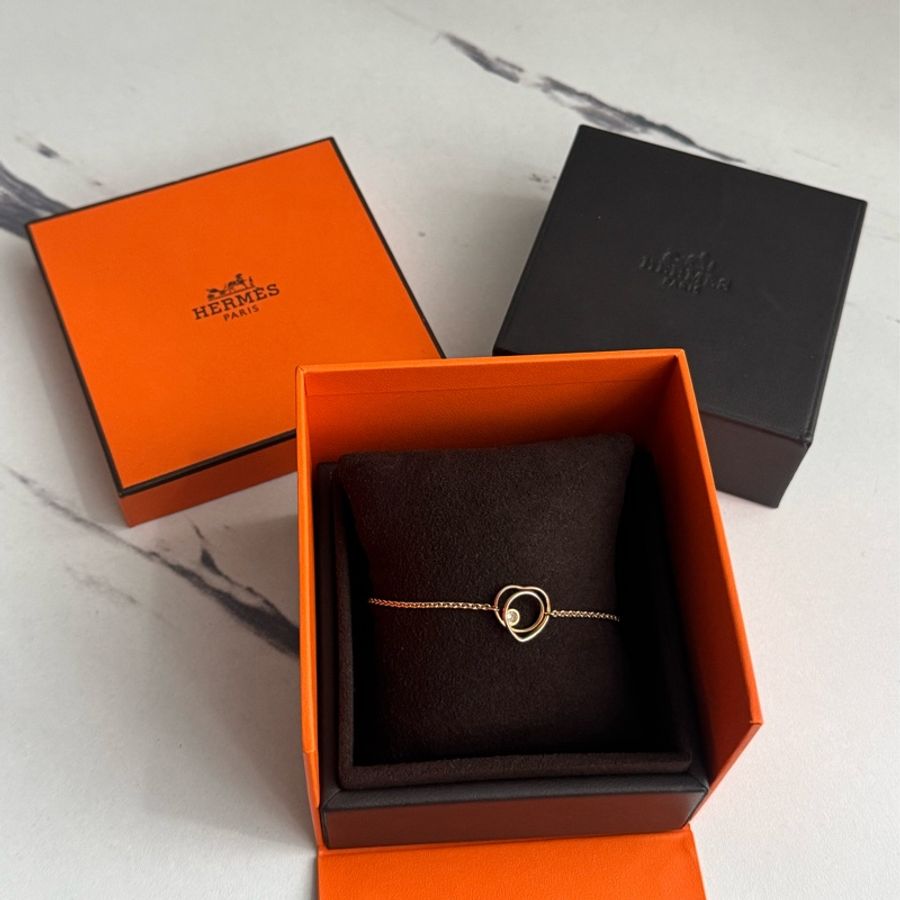 Hermes 18k愛心小鑽手鏈❤️🔥❤️🔥-0