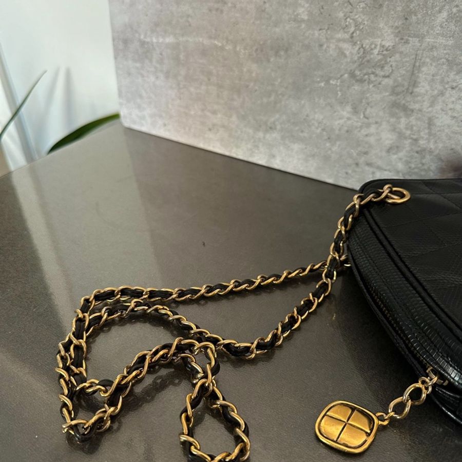 Chanel • 絕版款黑金蜥蜴皮四葉草流蘇鏈條包 全網唯一☝🏻-2