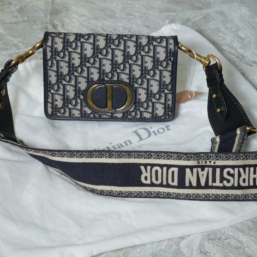【美收精品】DIOR Oblique 老花緹花 CD Logo 翻蓋迷你肩背包 5-357-1