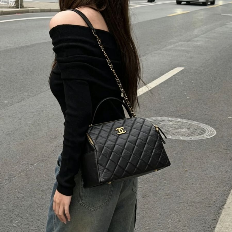 CHANEL香奈兒23C黑金保齡球包Bowling Bag🎱-6
