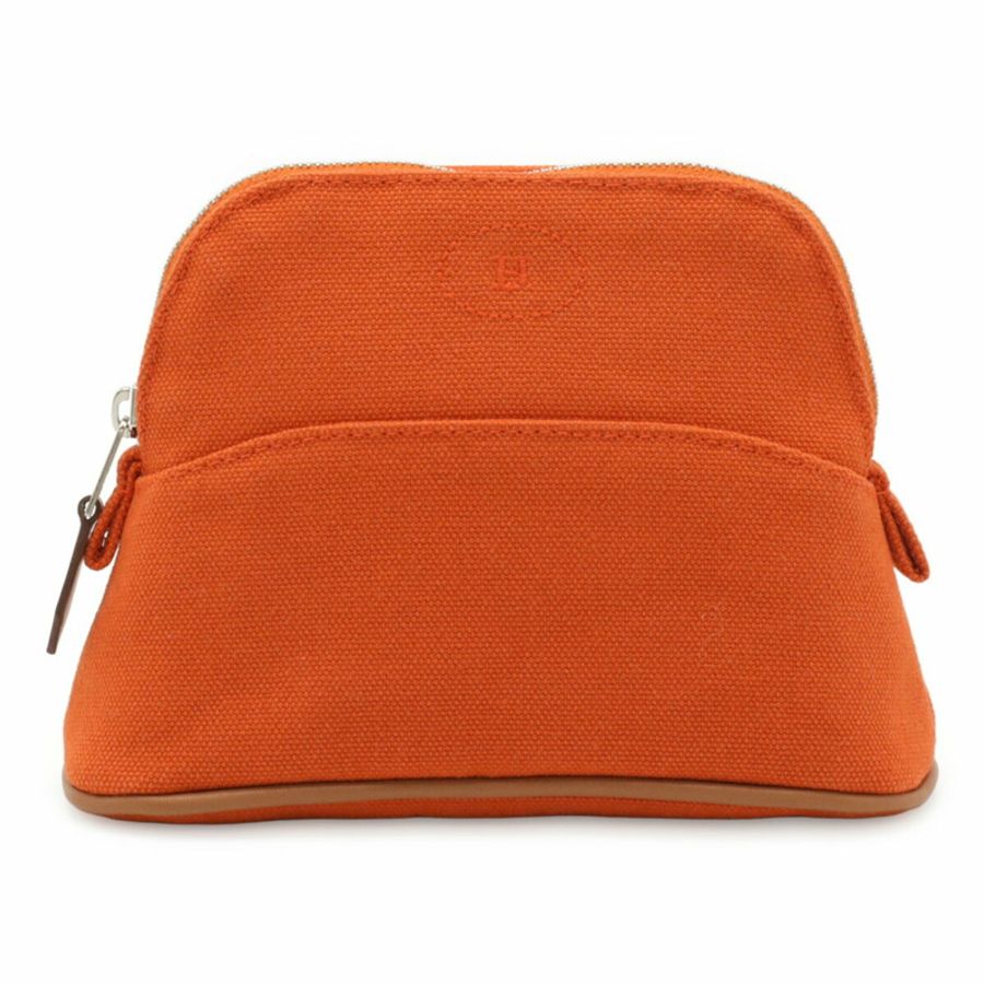 愛馬仕 Bolide Pouch 16 迷你手提包 棉帆布 皮革 橙色 自然色-1