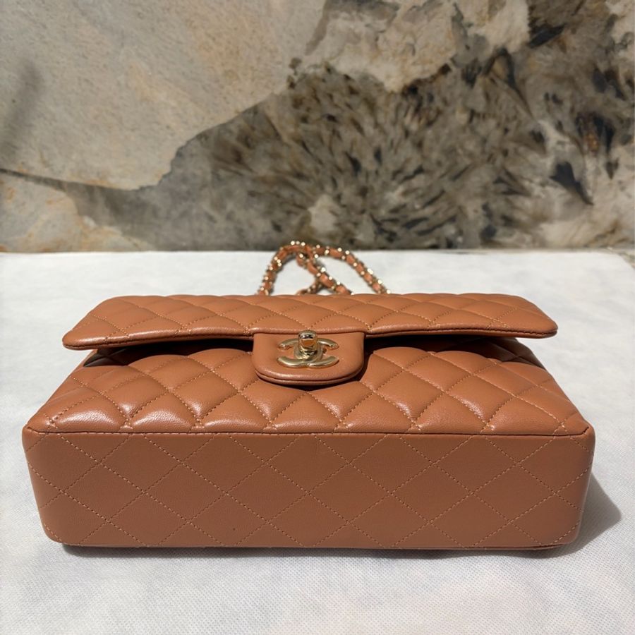 Chanel 焦糖色金釦羊皮CF25-4