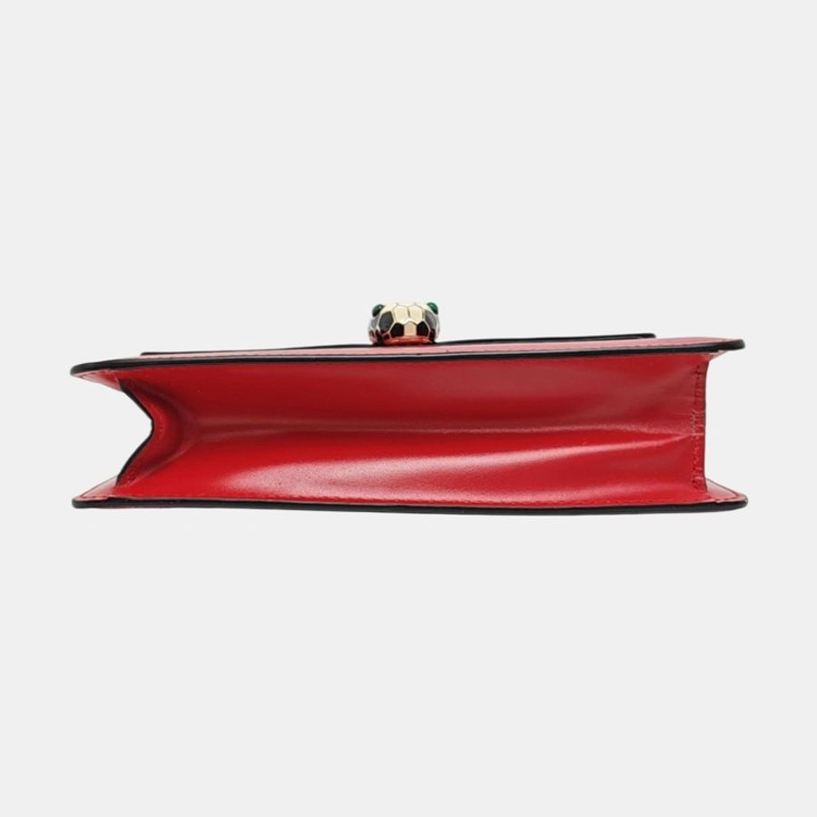 BVLGARI SERPENTI FOREVER 小號 紅色牛皮蛇頭鑲嵌蛇頭包斜背包-4