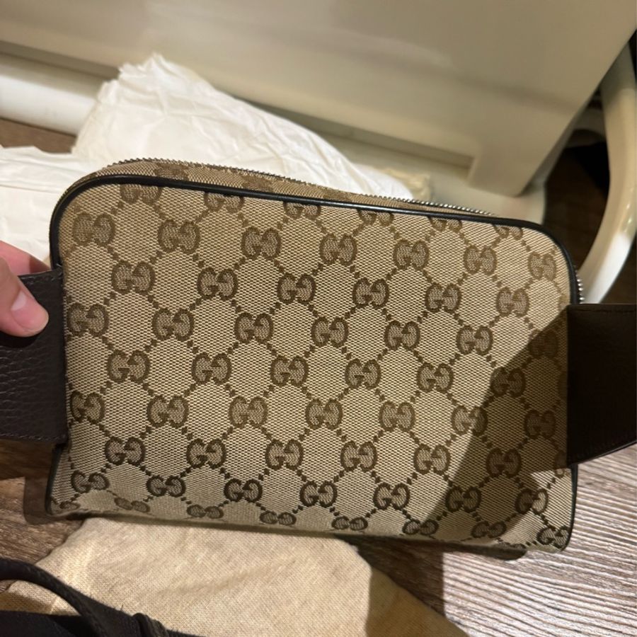 (9成5新) GUCCI 帆布腰包/胸包/斜挎包-3
