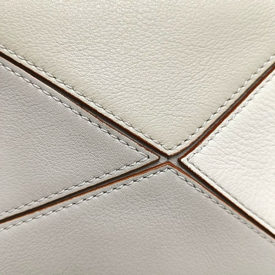 LOEWE Puzzle 迷你 拼色牛皮幾何包單肩包 金色五金 可拆卸肩帶 配件齊全-7