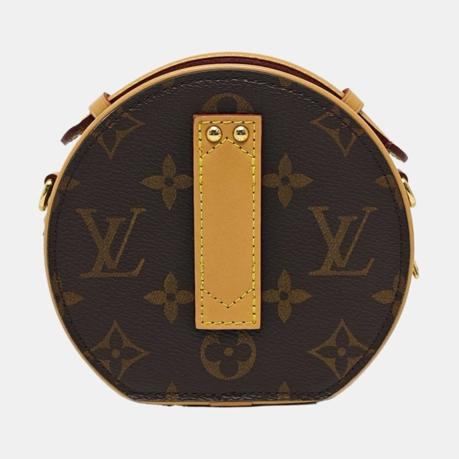 LOUIS VUITTON BOITE CHAPEAU迷你 棕色塗層帆布老花圓餅包斜背包-3